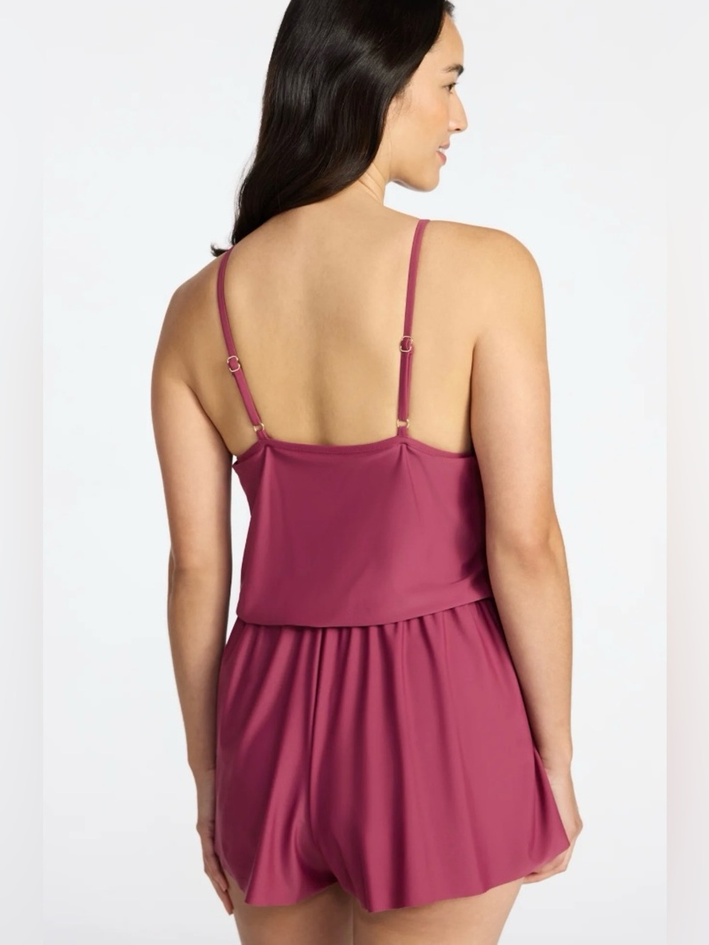NWT Time and Tru Magenta Cami Romper with Drawstring Waist - Picture 3 of 7